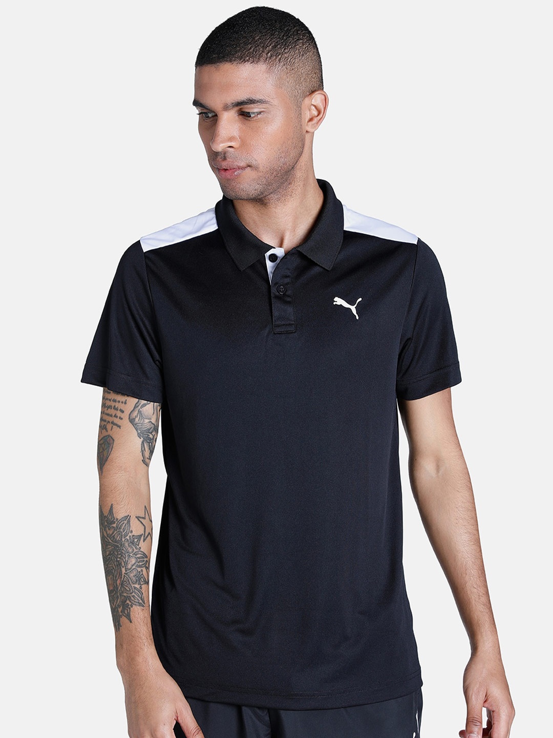 

Puma Men Black & White Colourblocked Slim-Fit Polo Tshirts