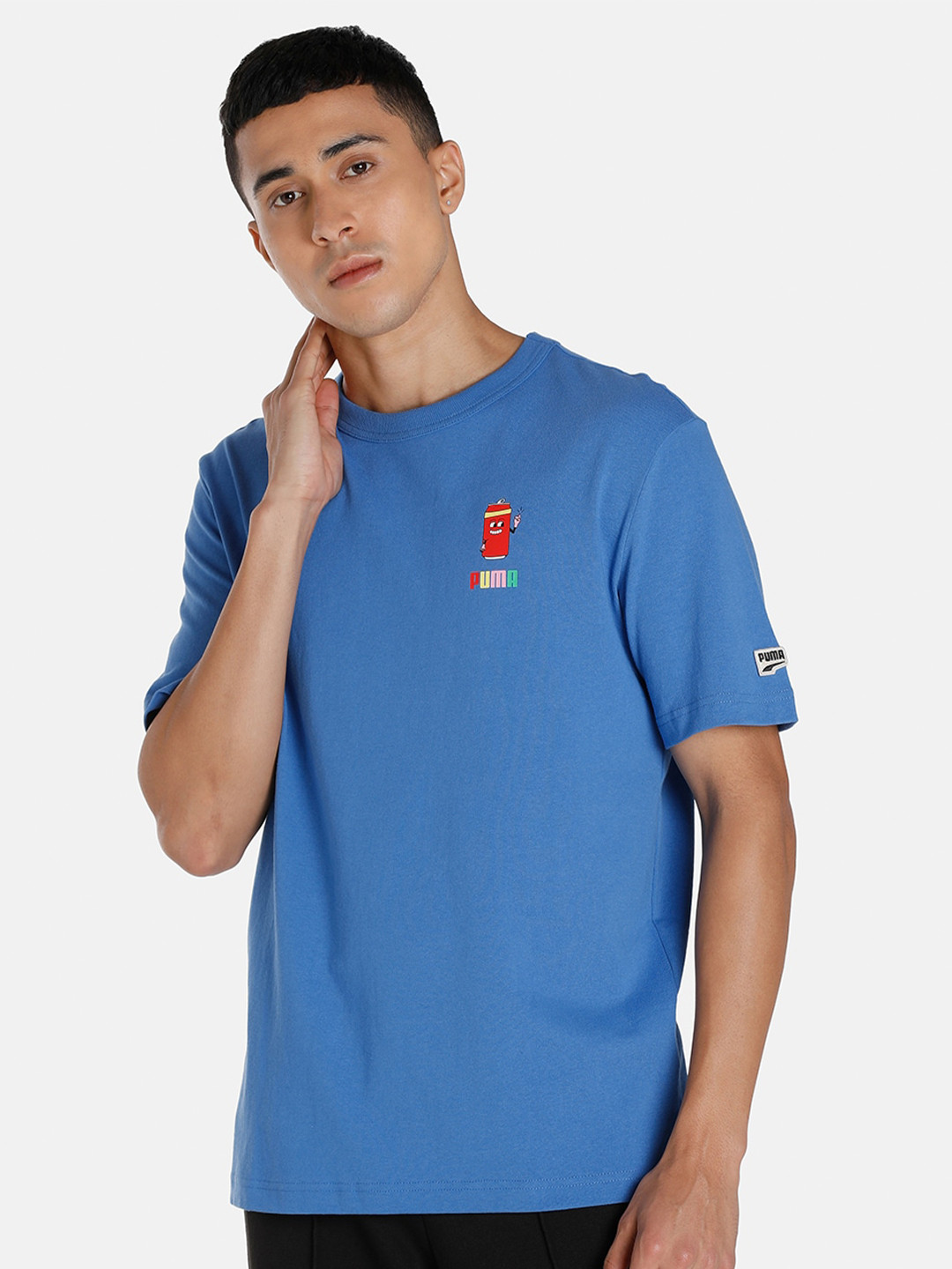 

Puma Men Blue & Red Downtown Graphic Printed Cotton T-shirt