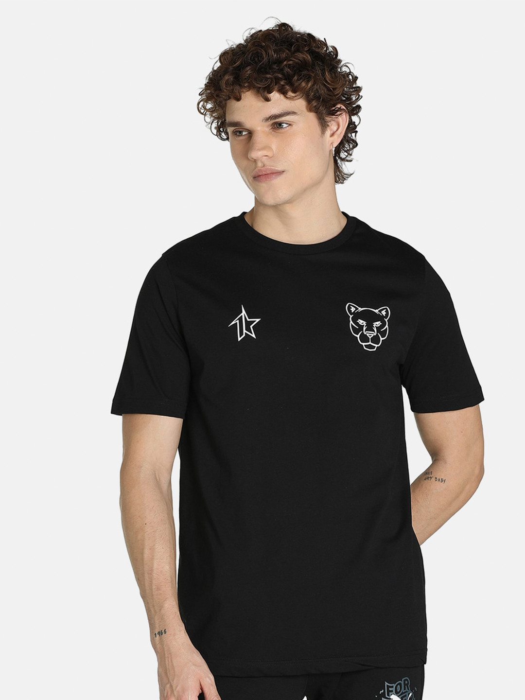 

Puma Men Black 1Der Kl Rahul Design Core Printed Slim Fit Cotton T-shirt