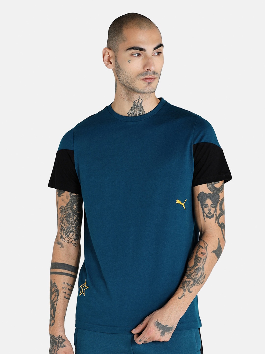 

Puma Men Blue & Black 1Der Cotton T-shirt