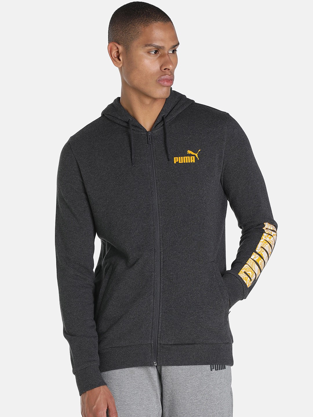 

Puma Men Grey Brand Logo Printed Slim Fit Sporty Jacket