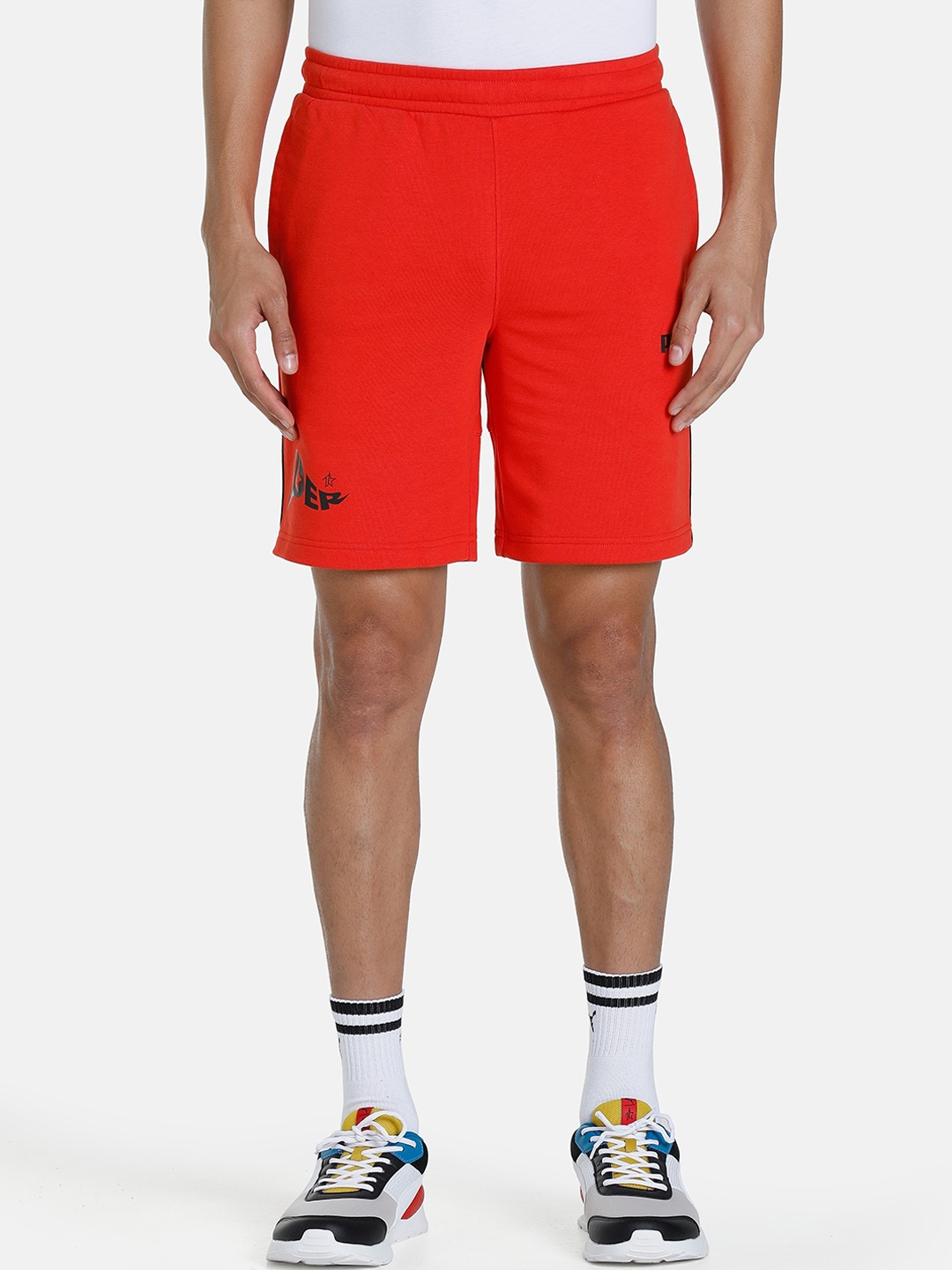 

Puma x 1DER KL Rahul Men Red Grunge Logo Cotton Shorts
