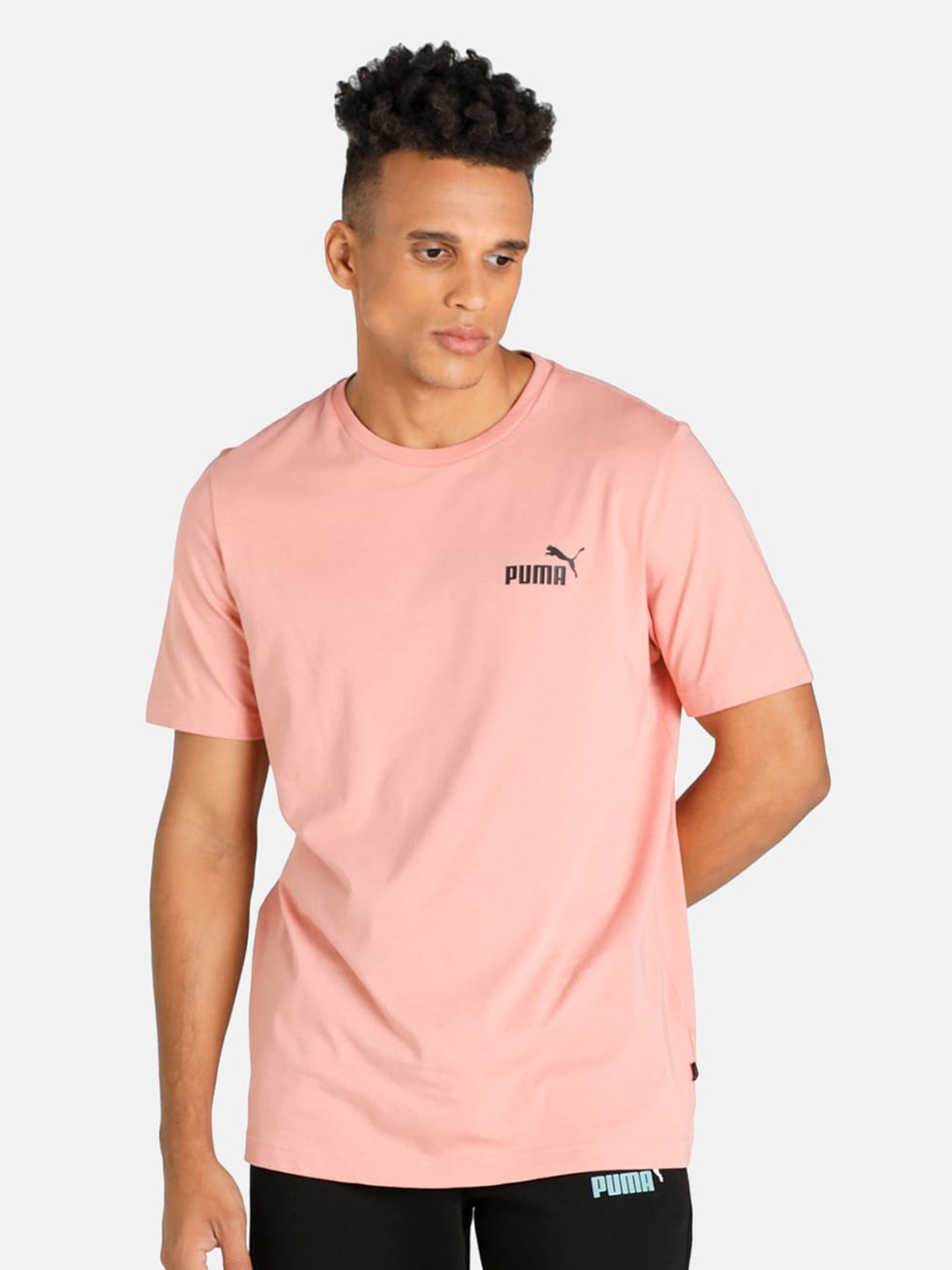 

Puma Men Pink Essentials Small Logo Regular Fit Cotton T-shirt