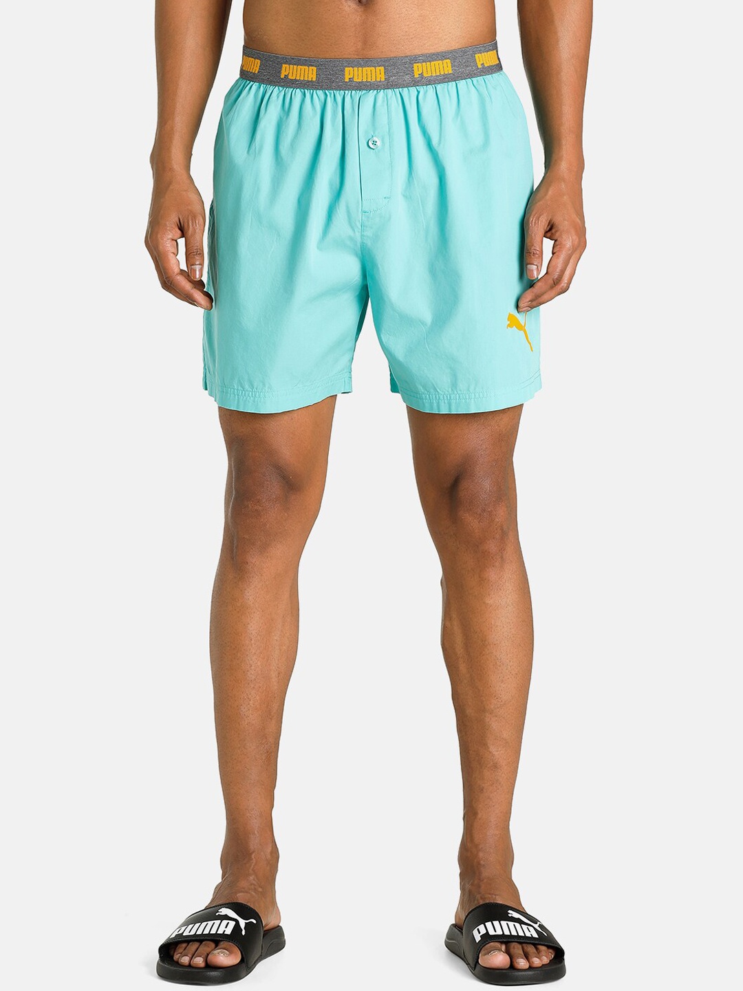 

Puma Men Blue Brand Logo Printed Pure Cotton Boxers 93247402