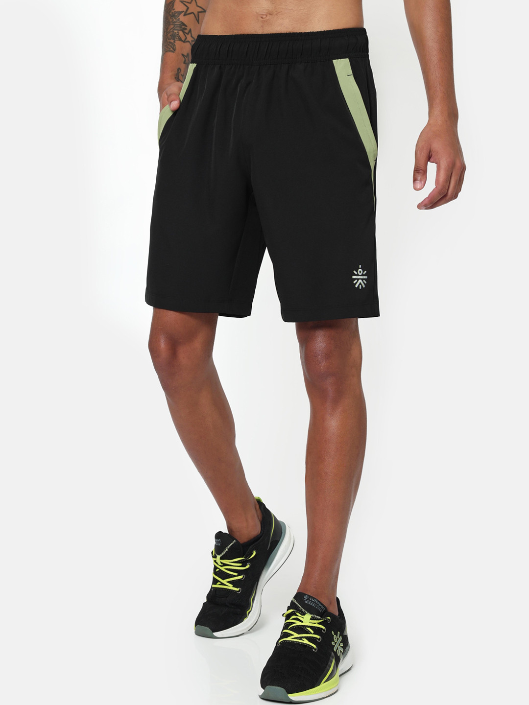 

cultsportone Men Black Training or Gym Shorts with Contrast Details