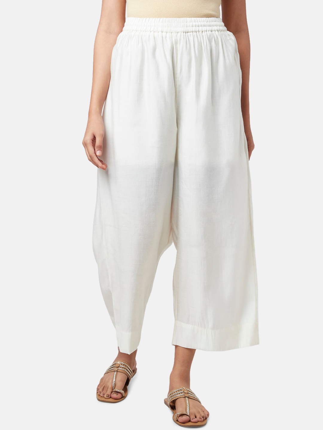 

RANGMANCH BY PANTALOONS Women Off White Culottes Trousers