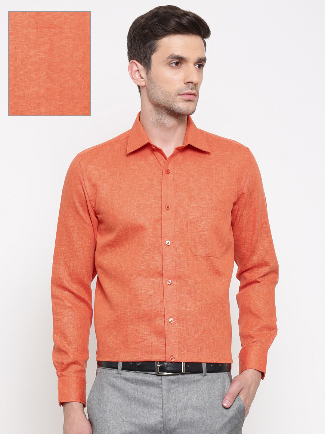 

British Club Men Orange Regular Fit Solid Formal Shirt