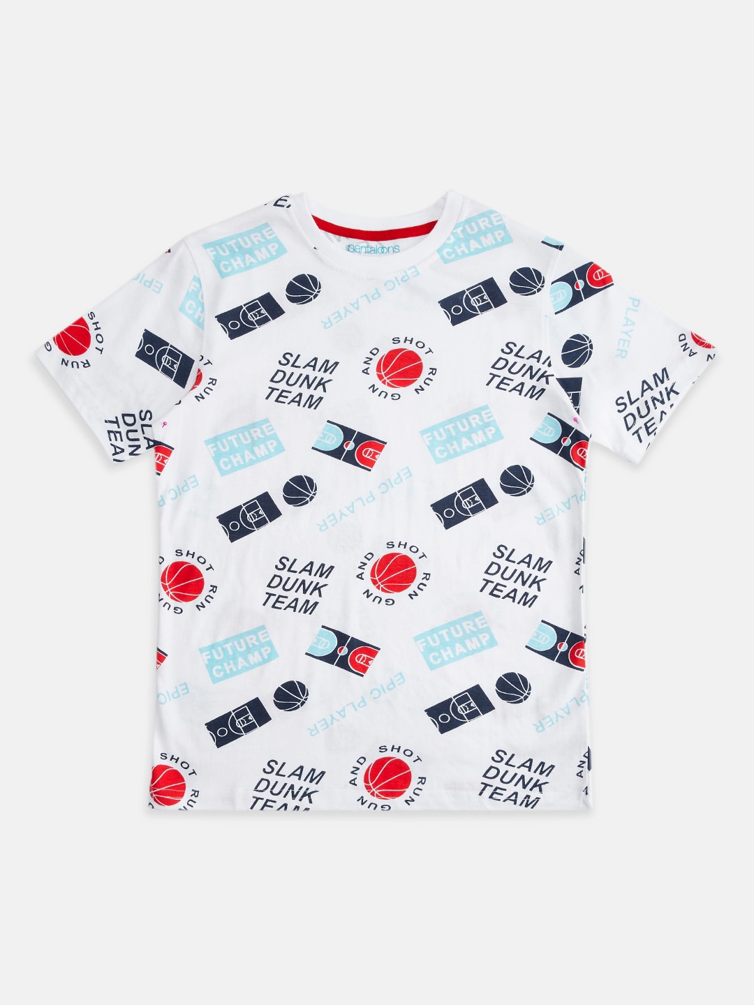 

Pantaloons Junior Boys White Sports Printed Cotton T-shirt