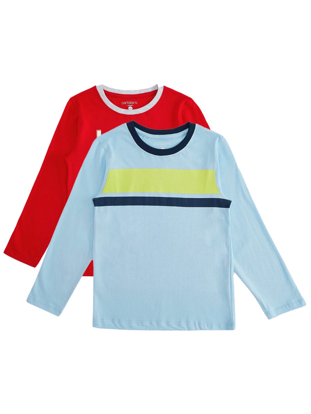 

Pantaloons Junior Boys Blue & Red Pack Of 2 Printed Cotton T-shirt