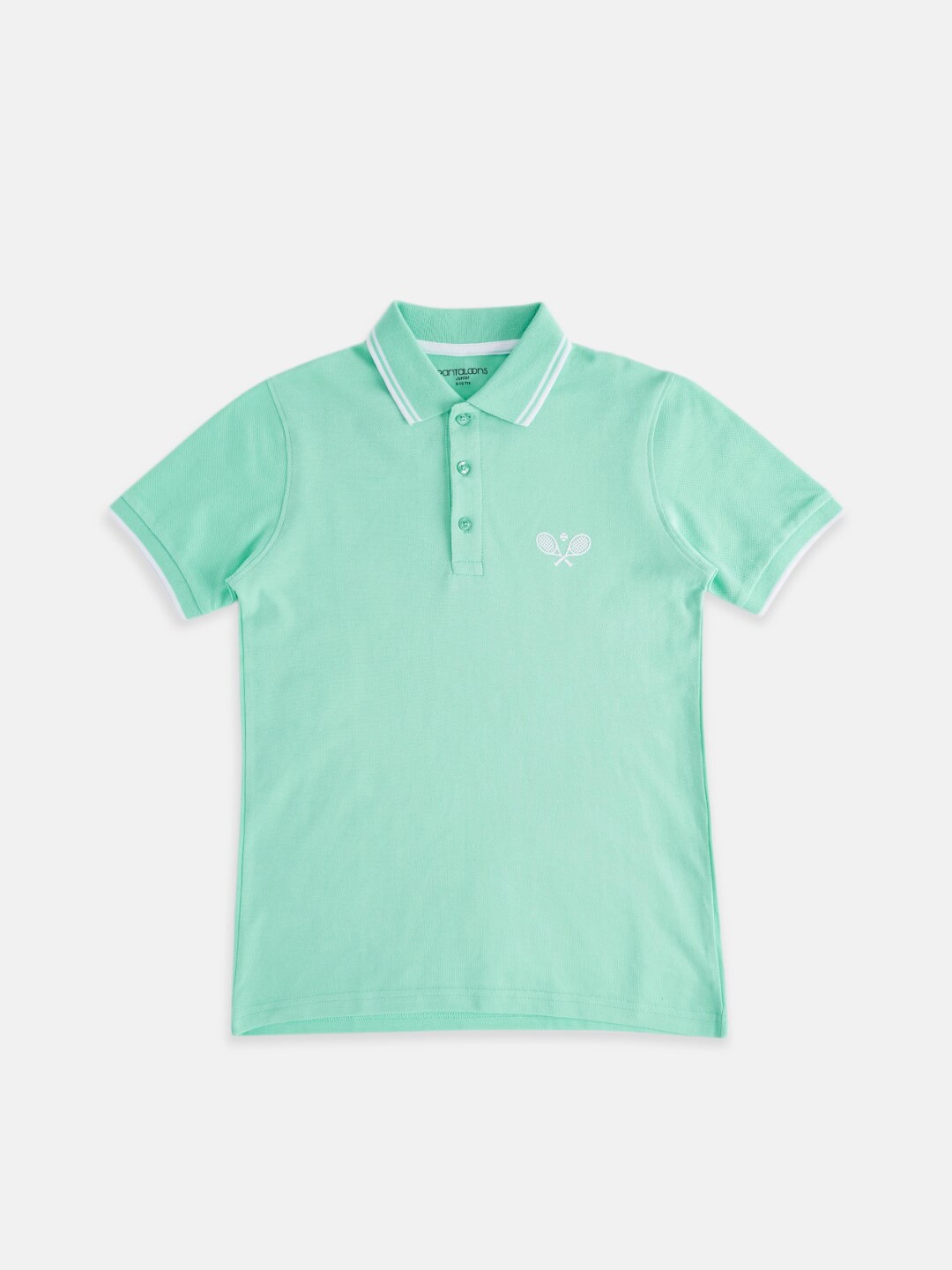 

Pantaloons Junior Boys Green Polo Collar Cotton T-shirt