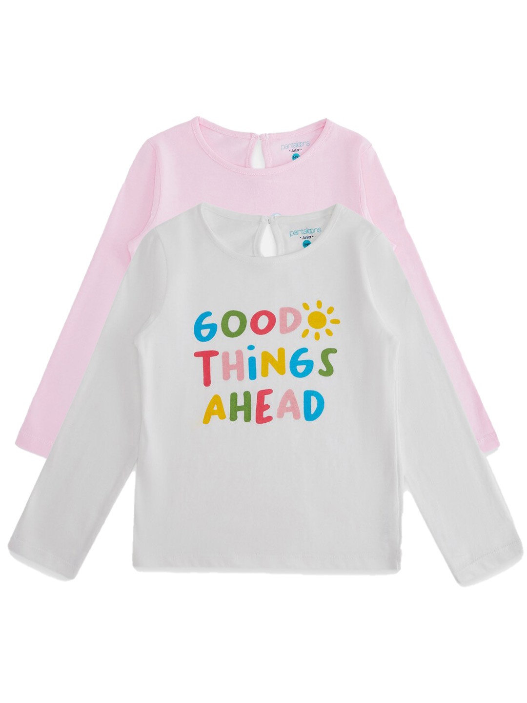 

Pantaloons Junior Girls Grey & Pink Pack Of 2 Printed Cotton T-shirt