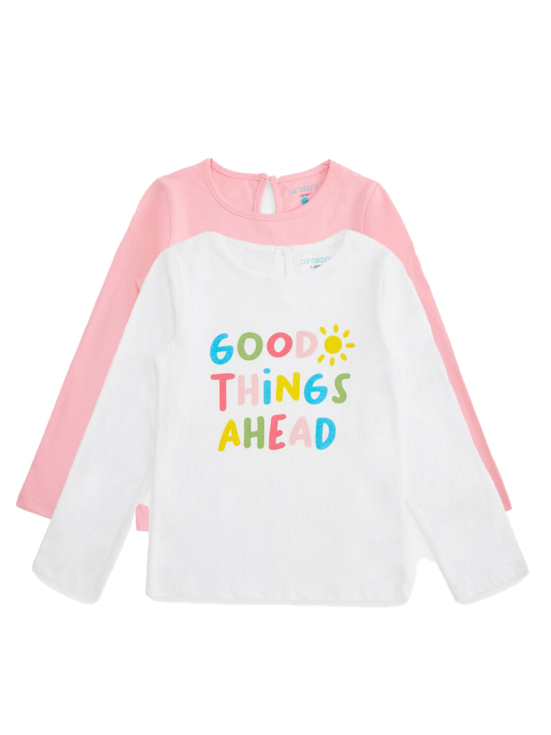 

Pantaloons Junior Girls White & Peach-Coloured Pack Of 2 Printed T-shirt