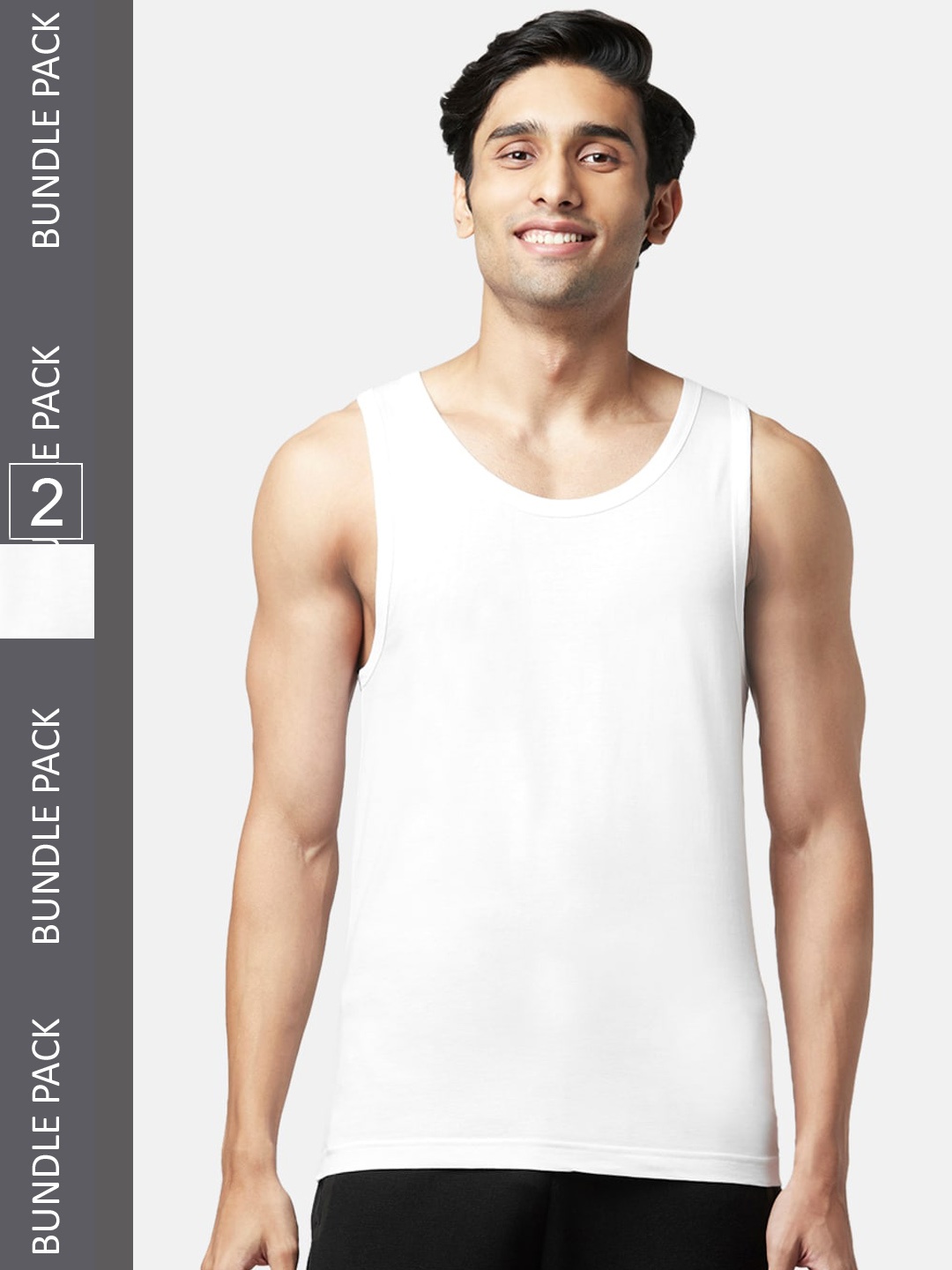

Ajile by Pantaloons Men Pack Of 2 White Pure Cotton Innerwear Basic Vests