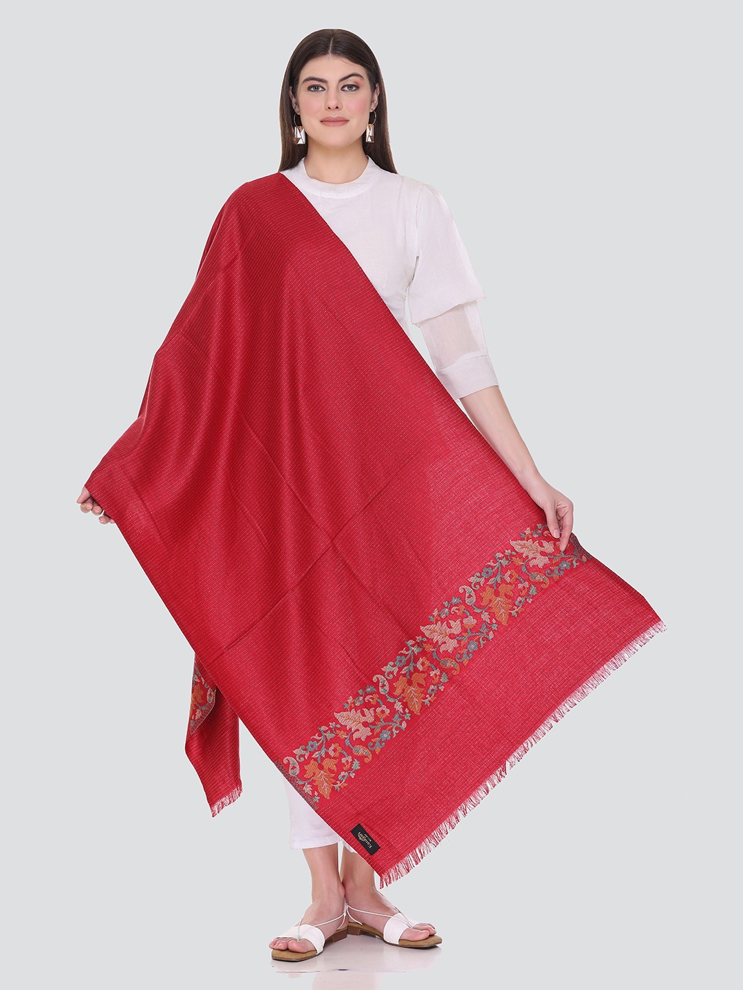 

KANIGARI Women Maroon & Blue Woven Design Stole