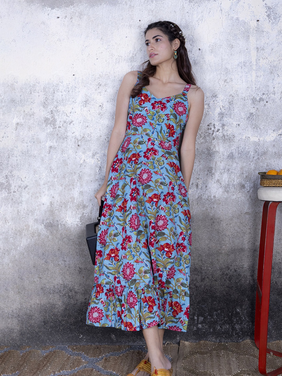 

Sakhi Jaipur Blue Floral Maxi Midi Dress