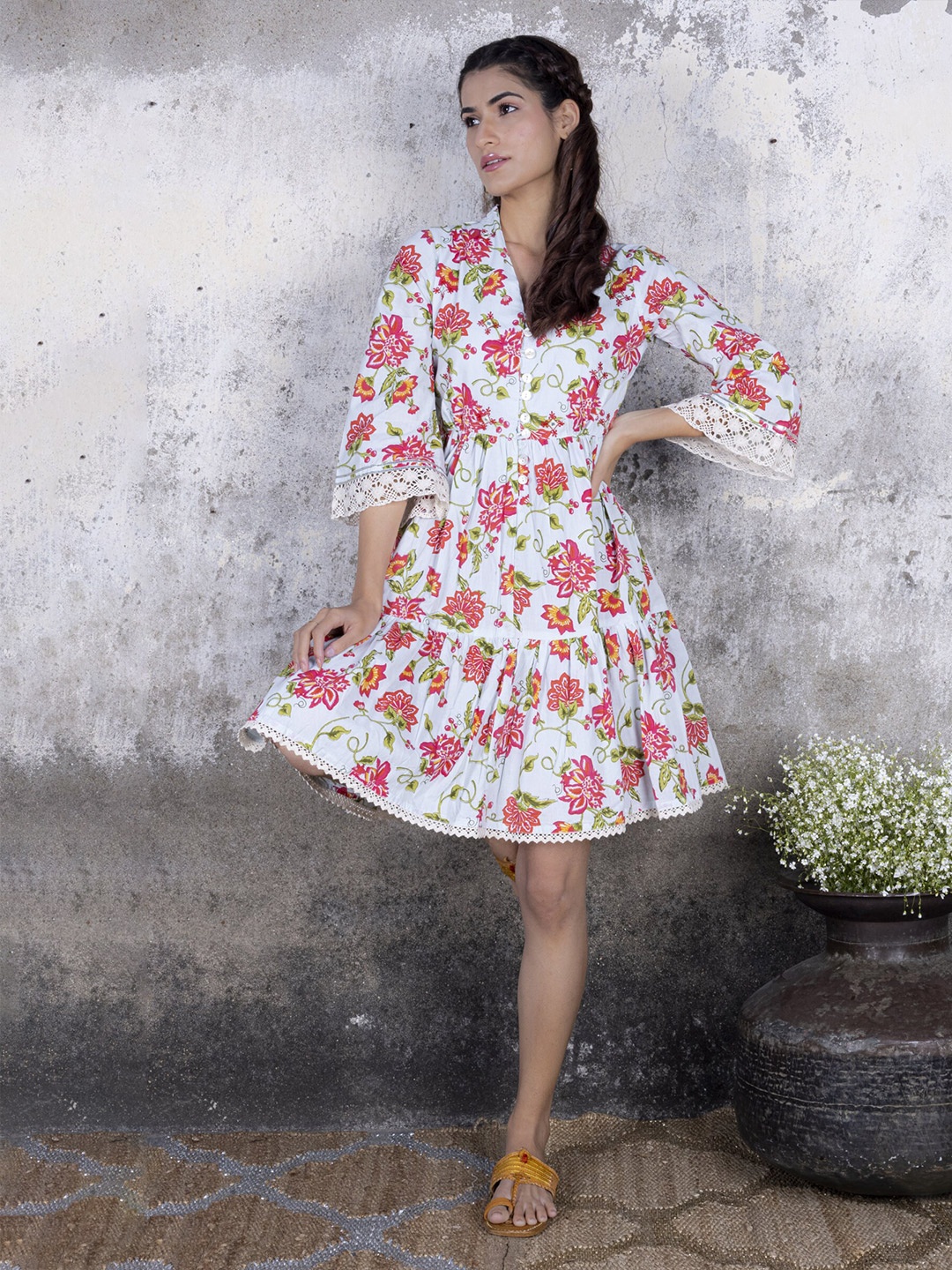 

Sakhi Jaipur Blue Floral Dress