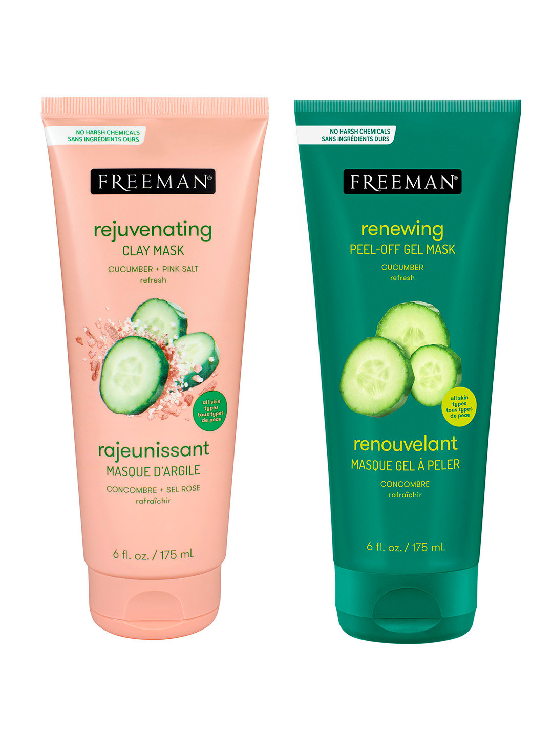 

FREEMAN Set of Rejuvenating Clay Mask & Renewing Peel-Off Gel Mask - 175ml each, Pink