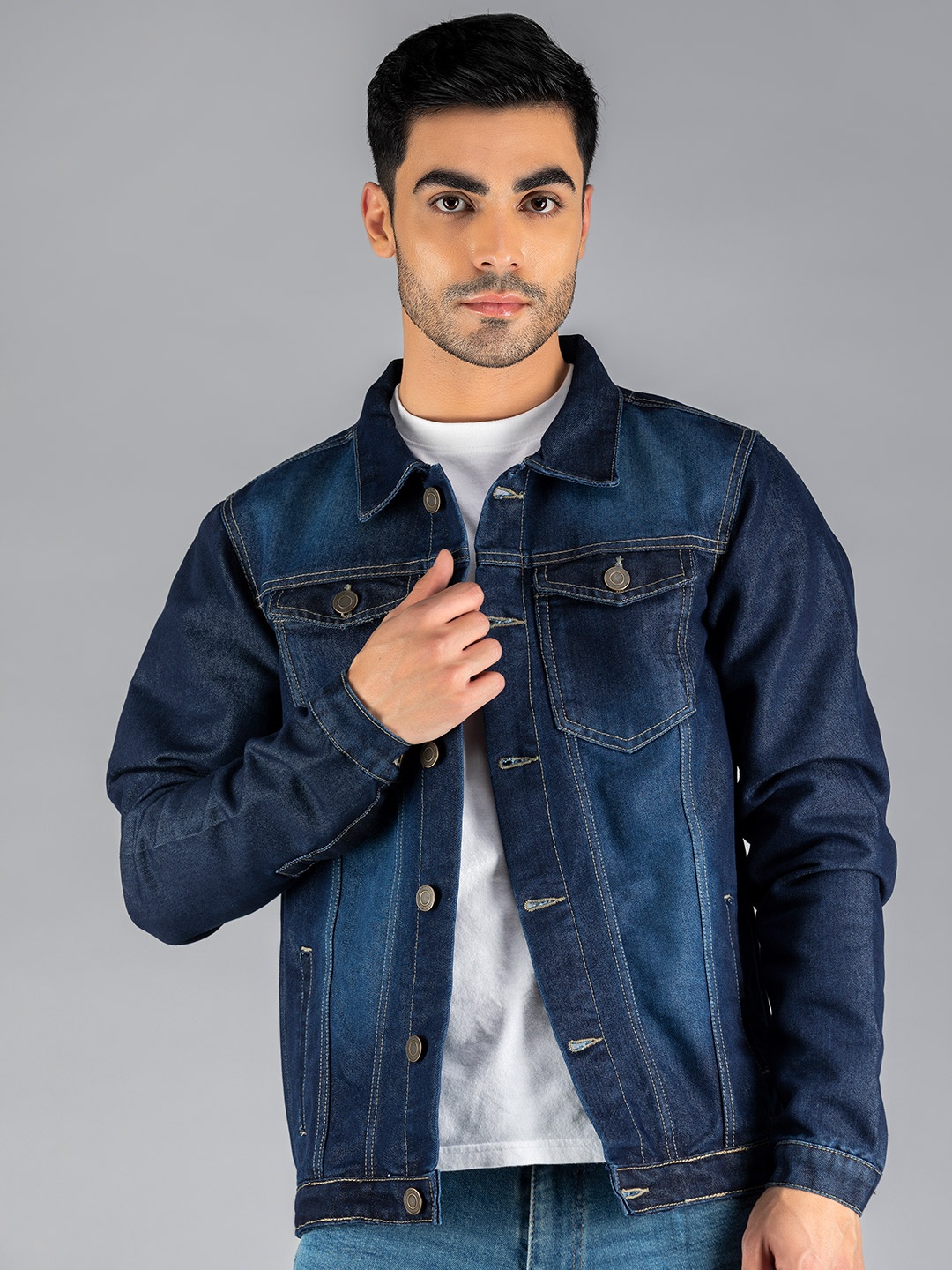 

Dennis Lingo Men Blue Lightweight Outdoor Denim Jacket