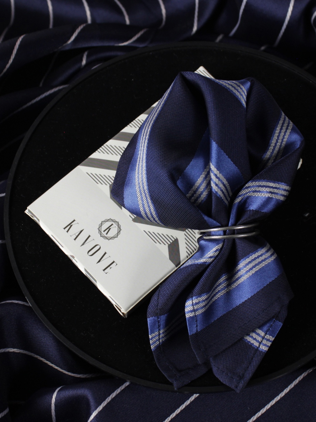 

KOVOVE Blue & Yellow Striped Pocket Square