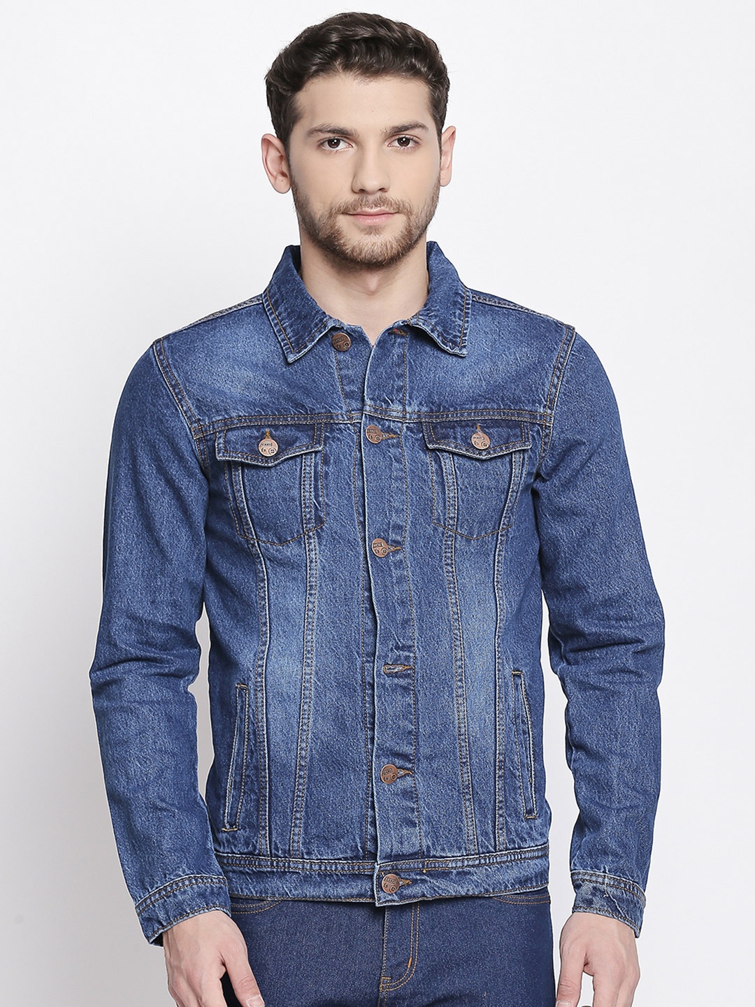 

High Star Men Blue Washed Denim Jacket