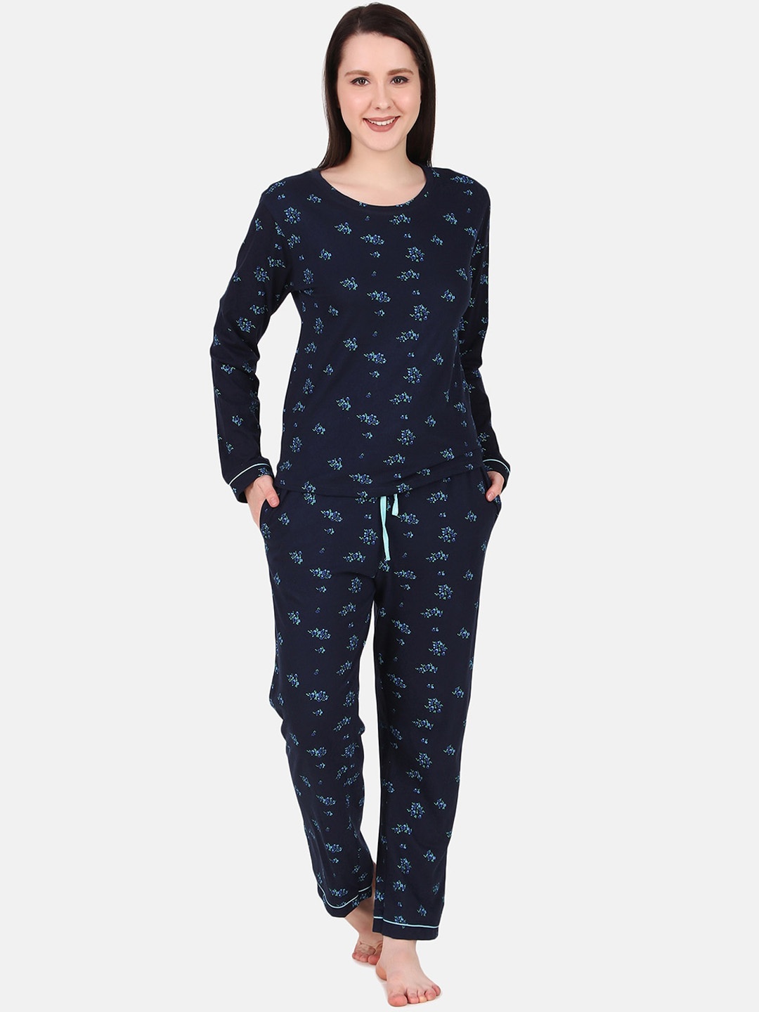 

Masha Women Navy Blue & Blue Printed Pure Cotton Night suit
