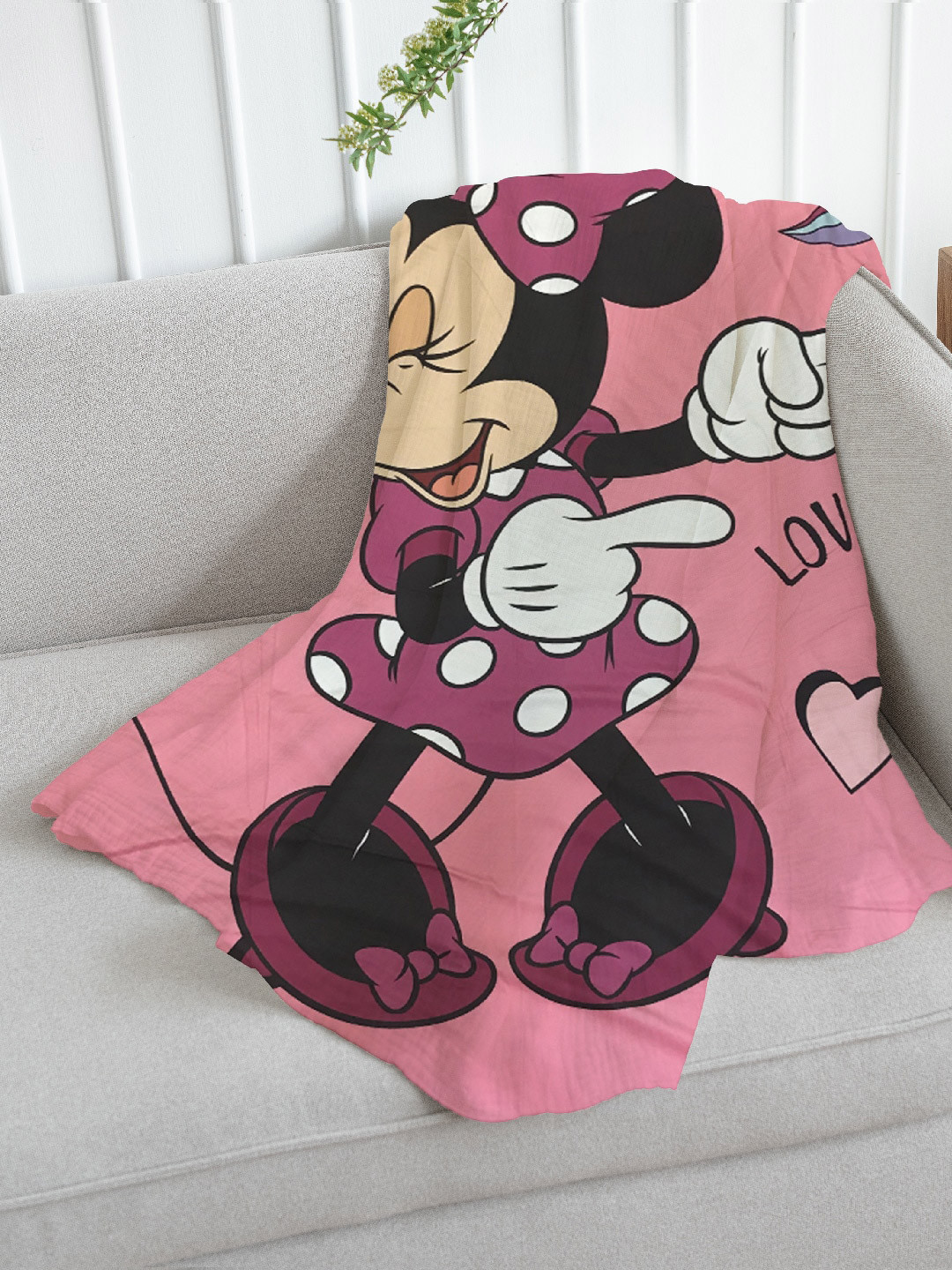 

Disney Pink & Black Cartoon Characters Mild Winter 354 GSM Single Bed Blanket