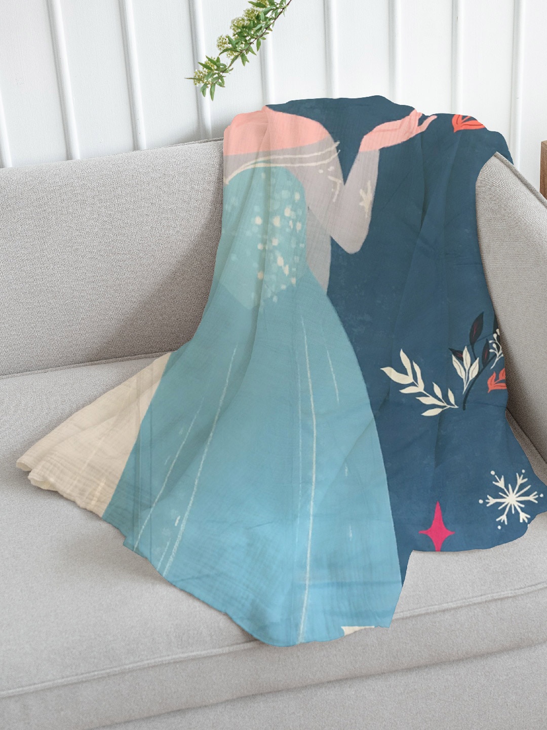 

Disney Blue & Cream-Coloured Frozen Mild Winter 354 GSM Single Bed Blanket