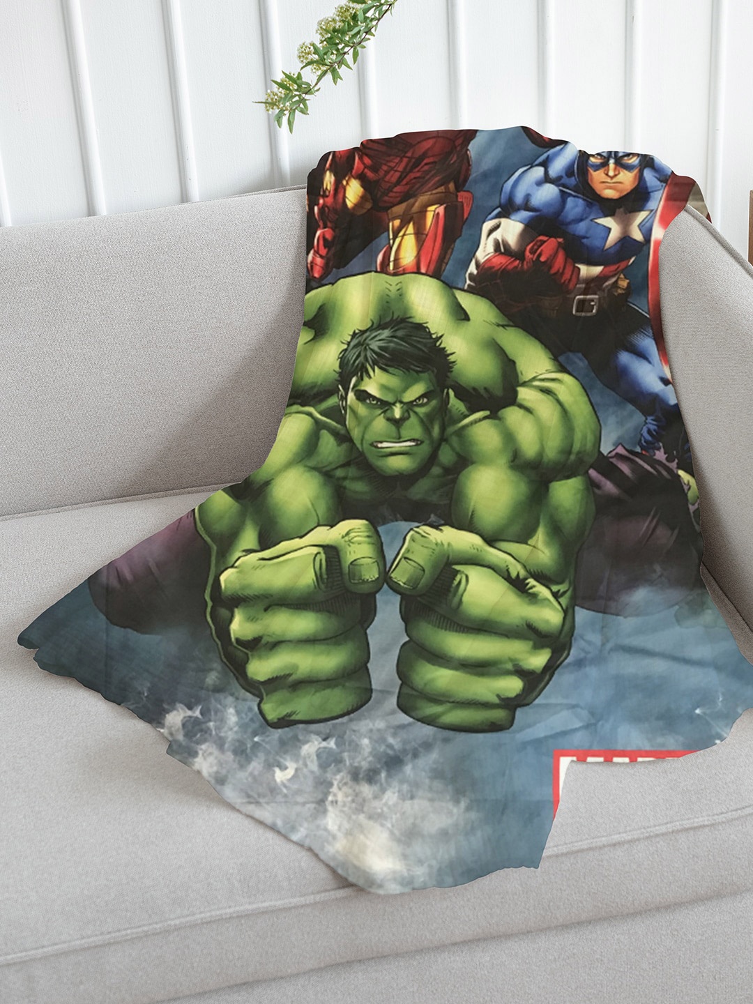 

Marvel Blue & Green Avengers Mild Winter 354 GSM Single Bed Blanket