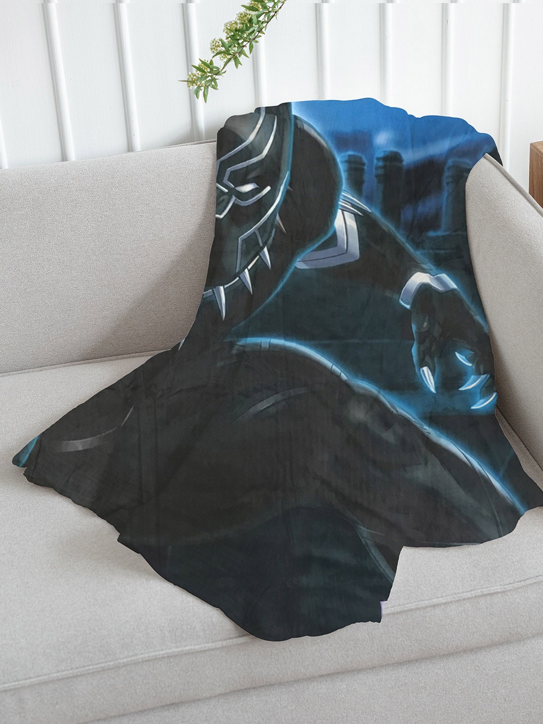 

Marvel Blue & Black Black Panther Mild Winter 354 GSM Single Bed Blanket