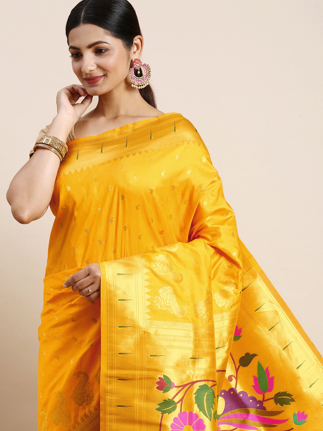 

Royal Rajgharana Saree Ethnic Motifs Zari Silk Blend Saree, Yellow