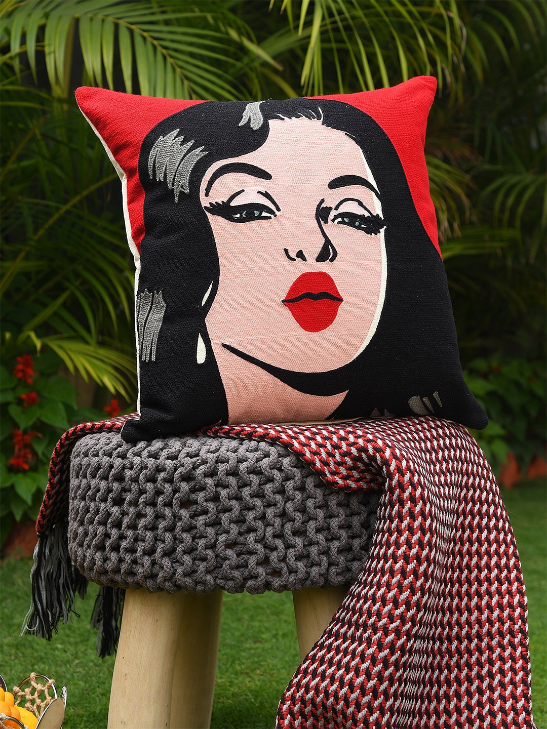 

Amoliconcepts Pink & Red Embroidered Square Cushion Covers