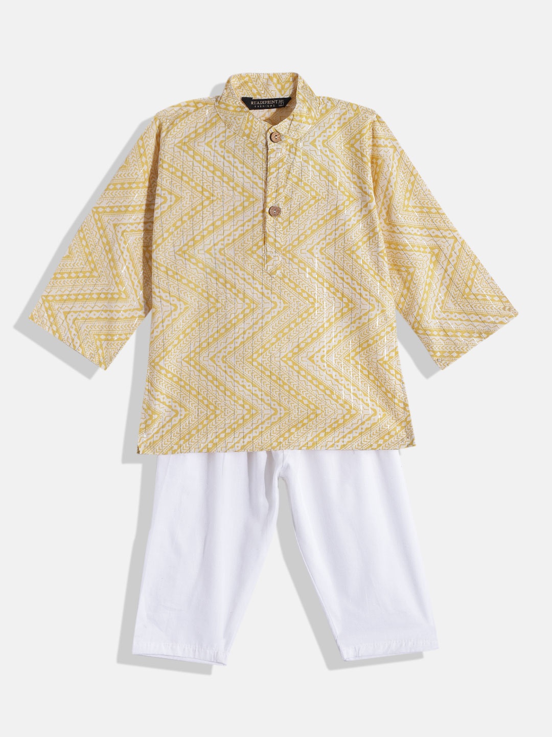 

Readiprint Fashions Boys Yellow Printed Pure Cotton Kurta with Pyjamas