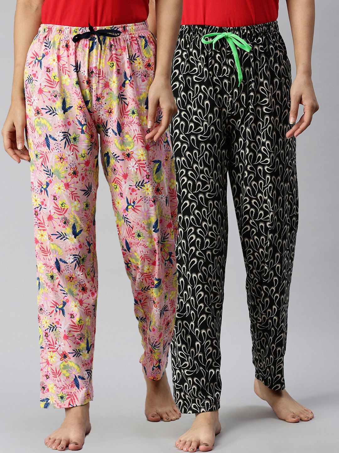 

Kryptic Women Pack Of 2 Printed Cotton Lounge Pants, Pink