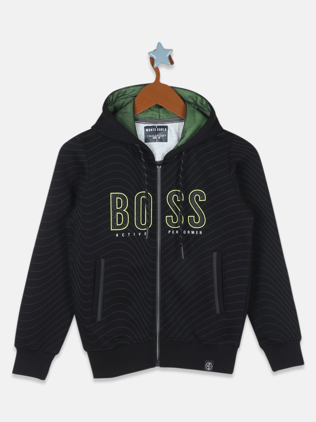 

Monte Carlo Boys Black Printed Hooded Cotton Sweatshirt