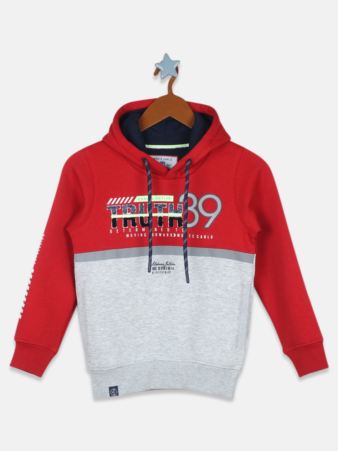 

Monte Carlo Boys Red & Grey Colourblocked Cotton Sweatshirt