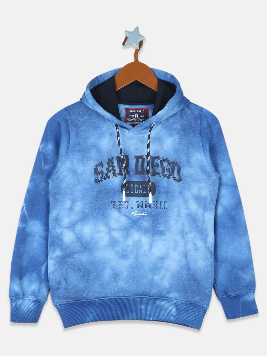 

Monte Carlo Boys Blue Printed Cotton Hooded Sweatshirt