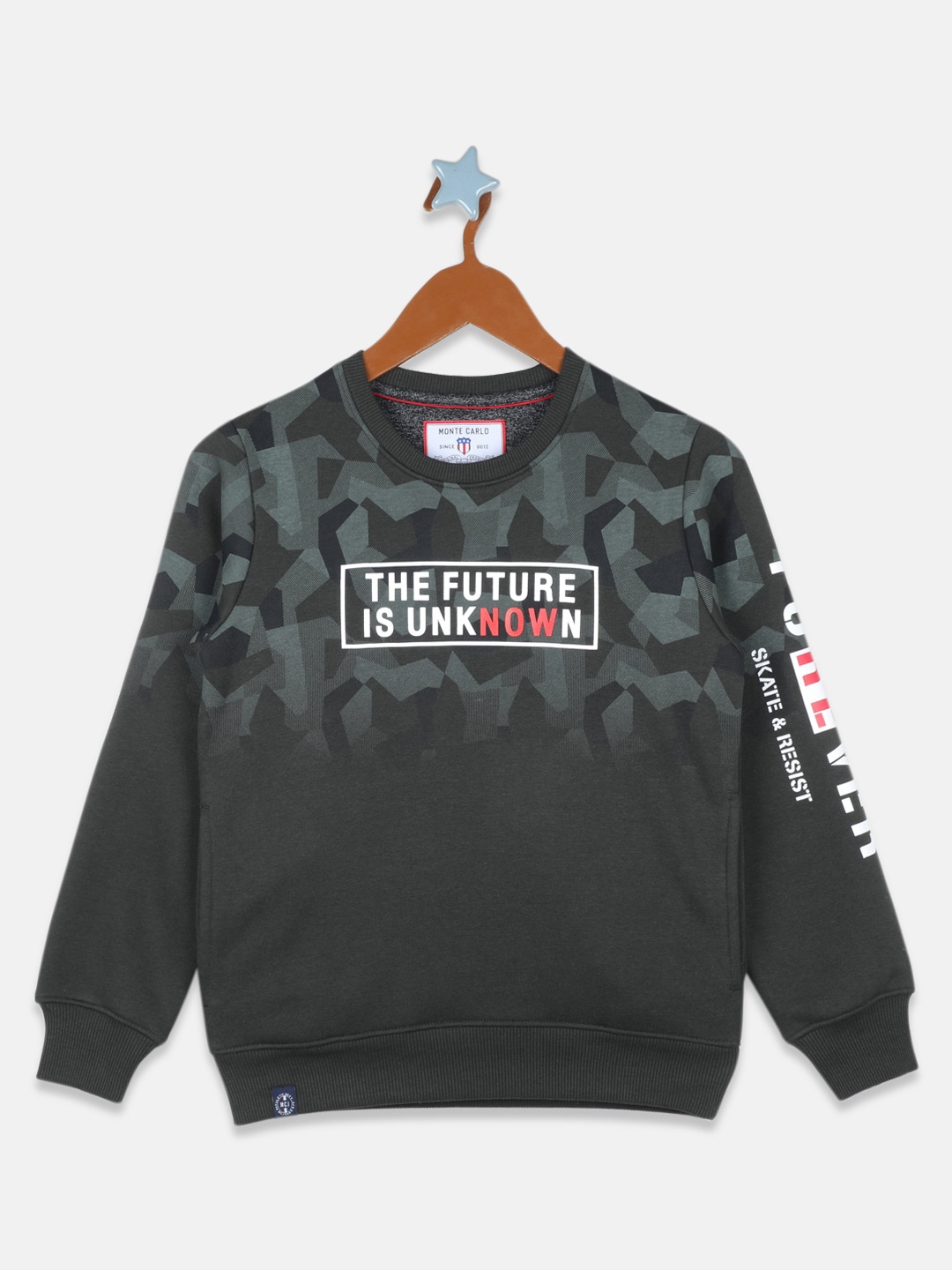 

Monte Carlo Boys Olive Green Cotton Printed Sweatshirt