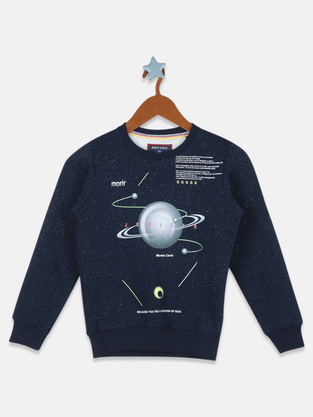 

Monte Carlo Boys Navy Blue Printed Cotton Sweatshirt