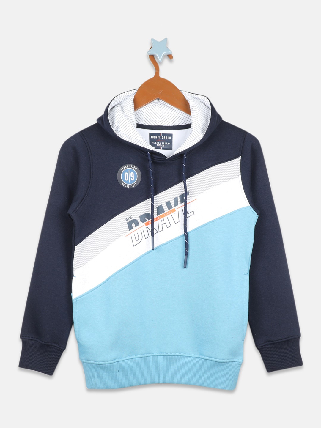 

Monte Carlo Boys Blue Colourblocked Hooded Cotton Sweatshirt
