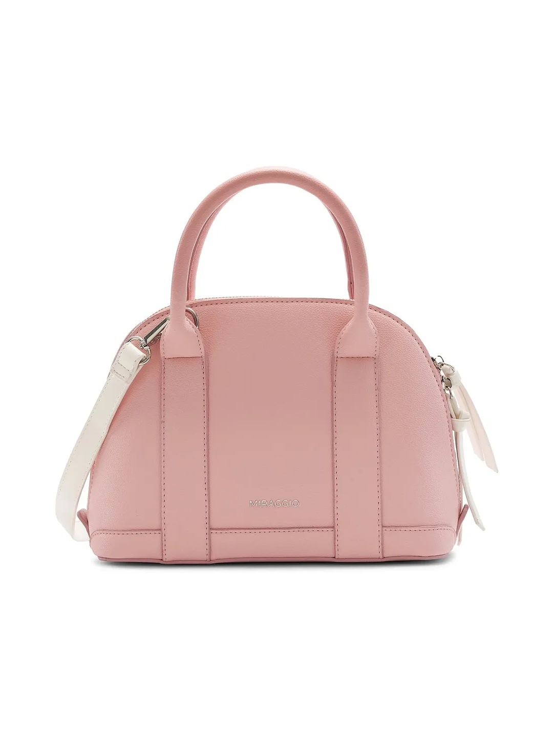 

MIRAGGIO Pink Dome Satchel Handbag with Sling Strap