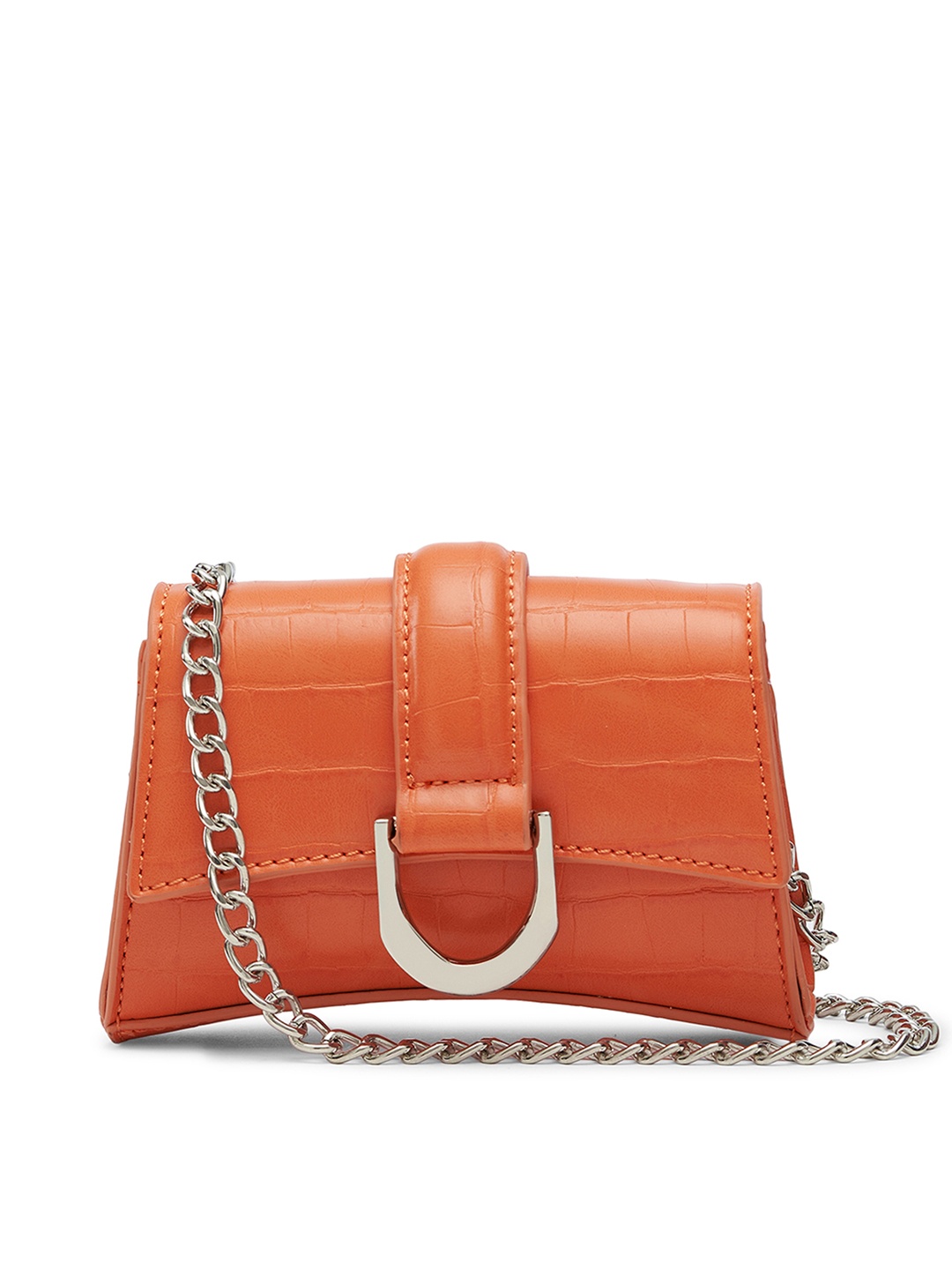 

MIRAGGIO Orange Mini Croc-Textured Crossbody Bag