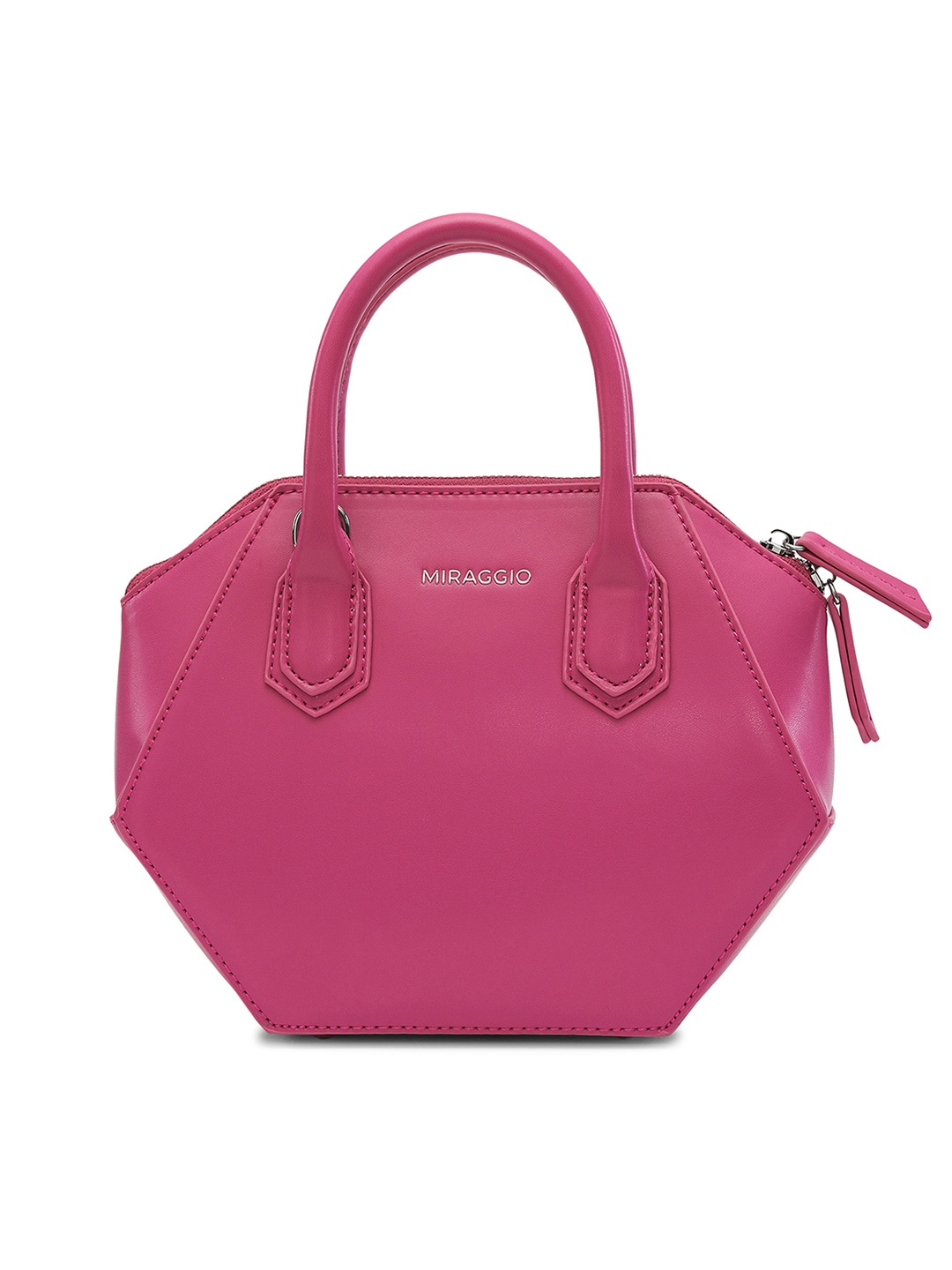 

MIRAGGIO Pink Pentagon Structured Handheld Bag