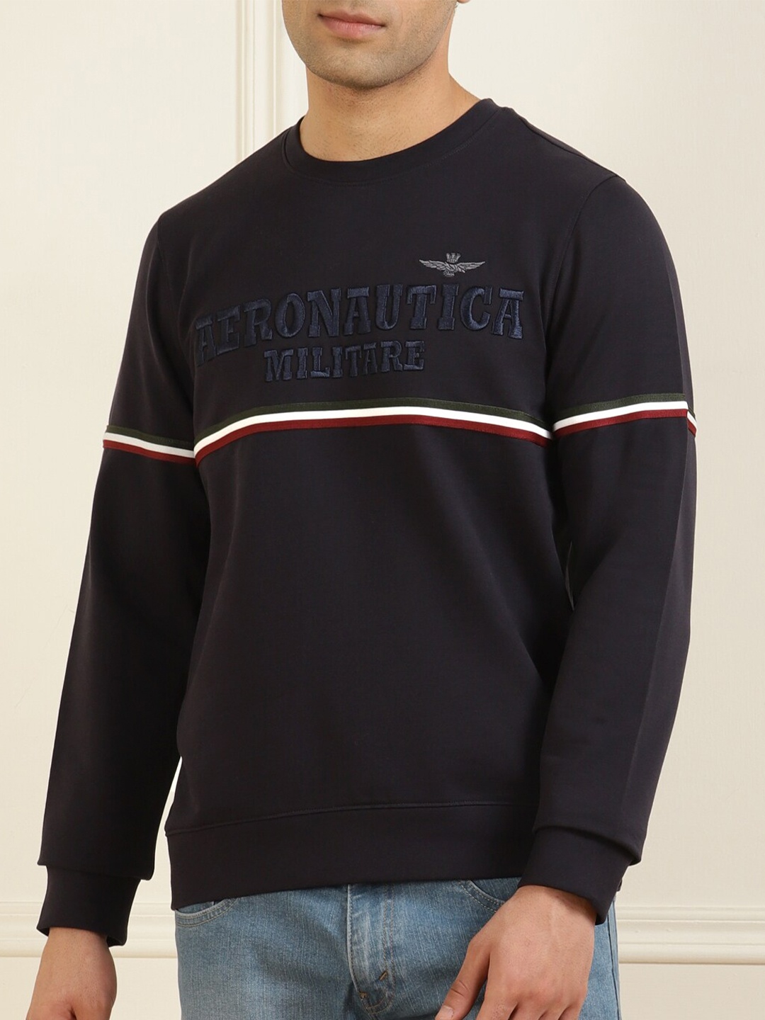 

Aeronautica Militare Men Navy Blue Printed Sweatshirt