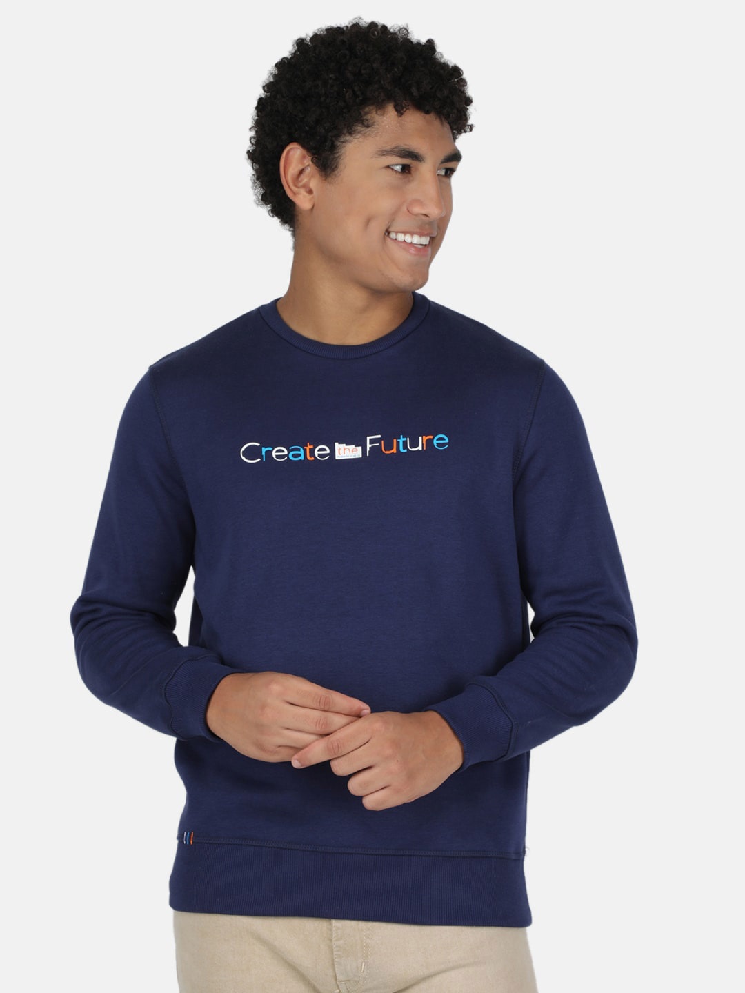 

Monte Carlo Men Navy Blue Printed Cotton Sweatshirt