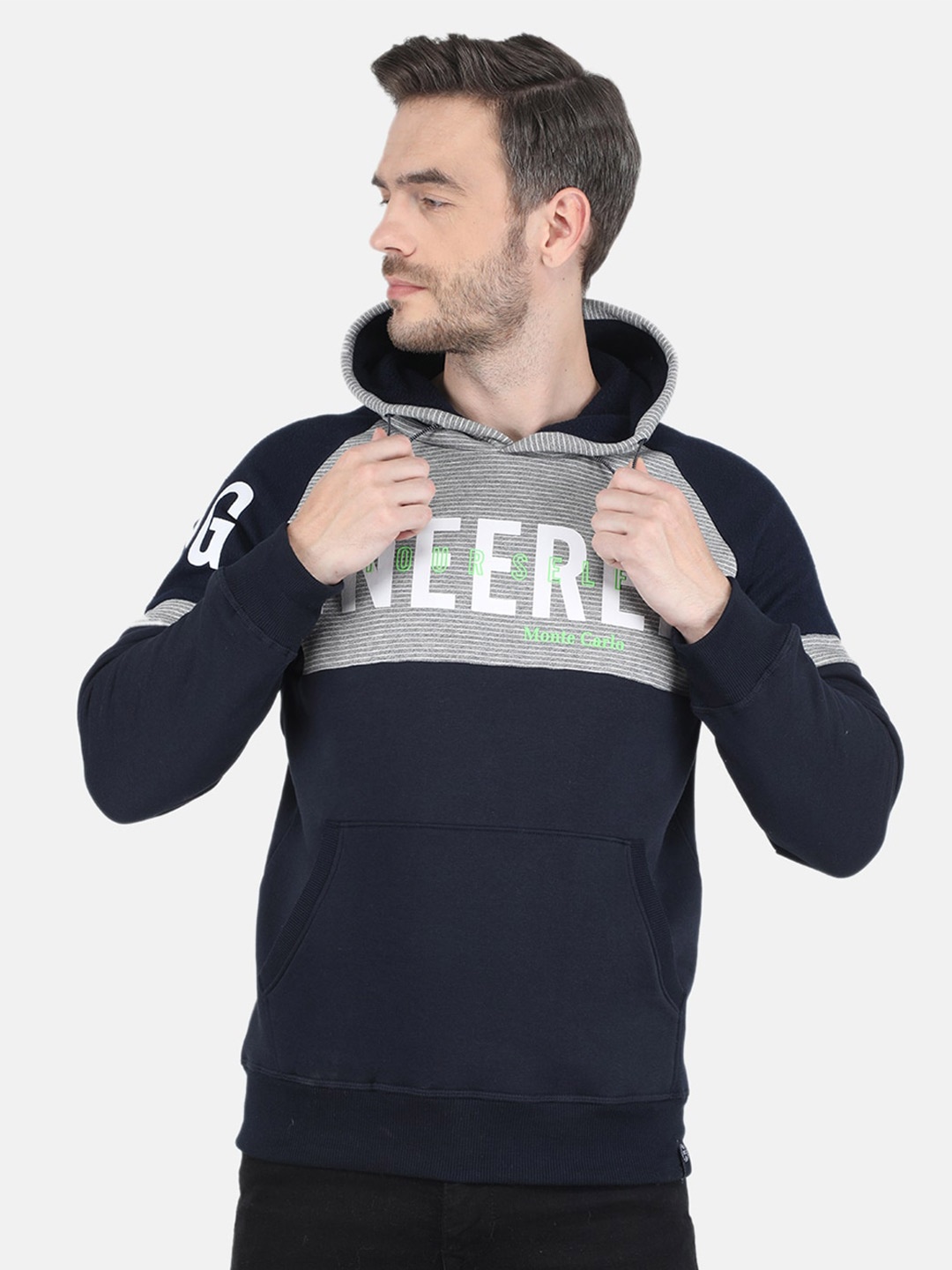 

Monte Carlo Men Blue Printed Cotton Sweatshirt