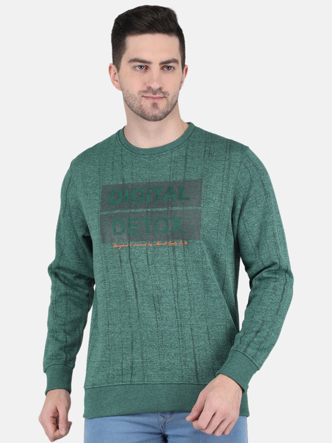 

Monte Carlo Men Green Typography Printed Cotton Sweatshirt