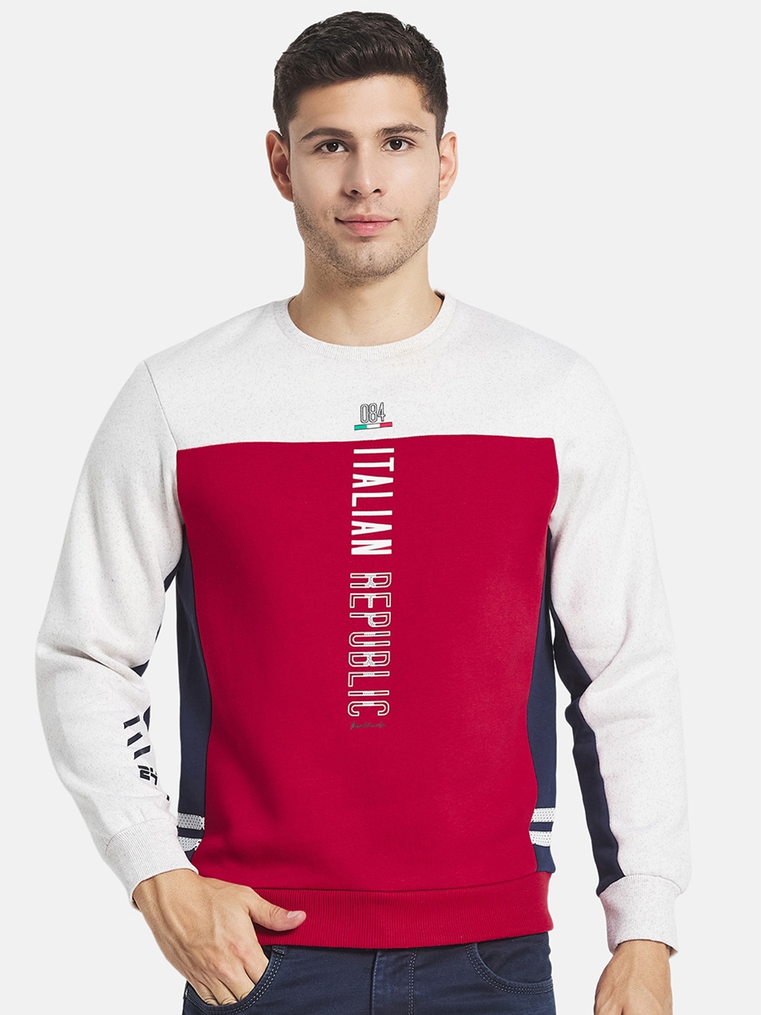 

Monte Carlo Men Red Colourblocked Cotton Sweatshirt