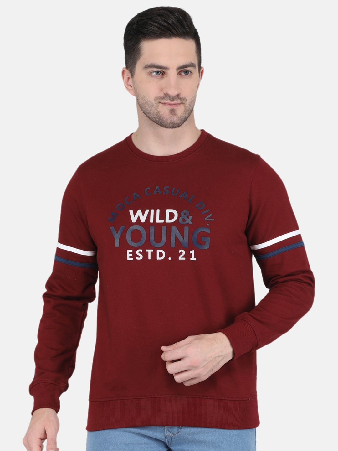 

Monte Carlo Men Maroon Printed Cotton Sweatshirt