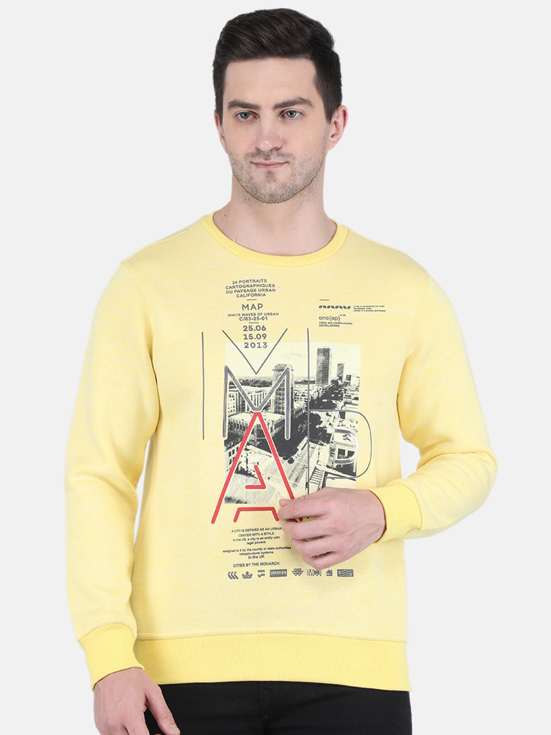 

Monte Carlo Men Yellow Printed Cotton Sweatshirt