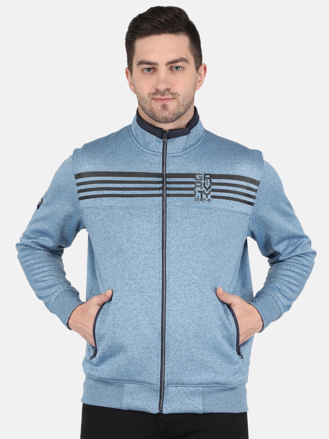 

Monte Carlo Men Blue Striped Sweatshirt